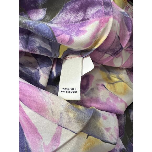 Banana Republic purple/yellow abstract print 100% silk blouse, Size XS - Picture 6 of 6